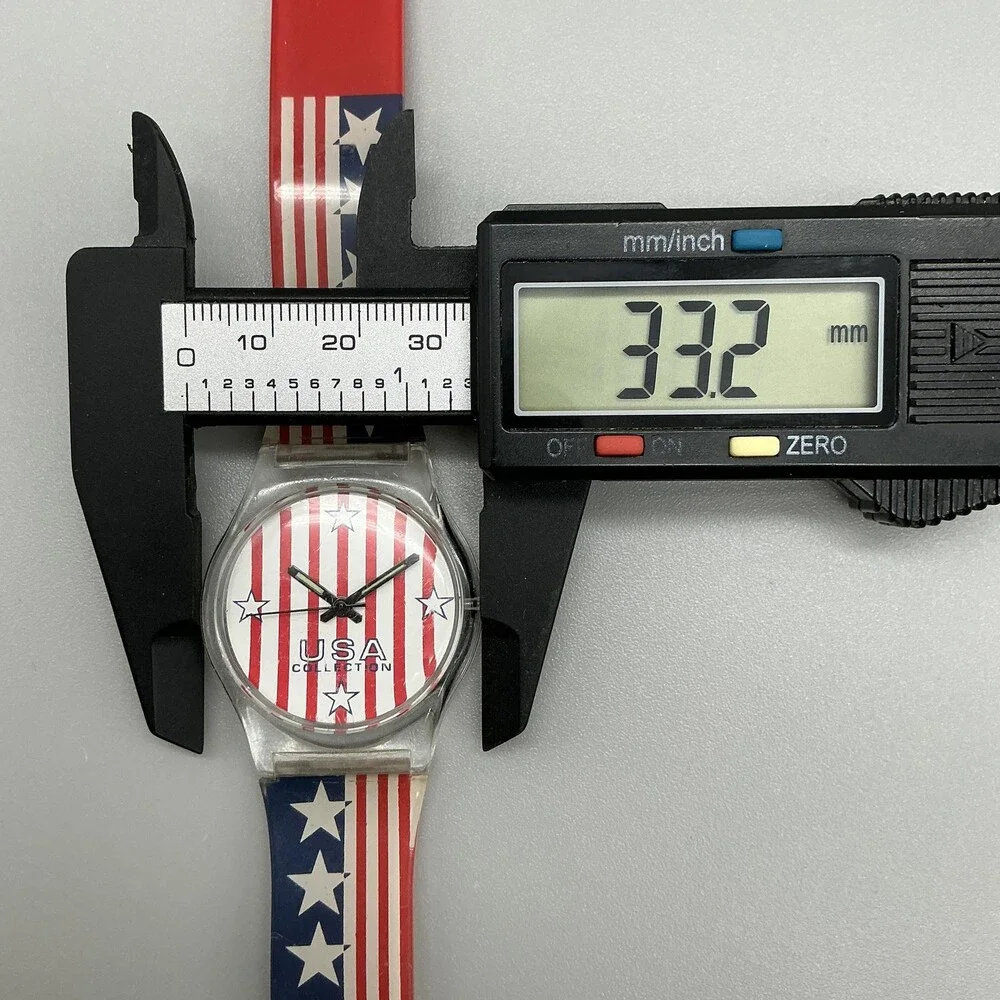 Vintage Fada USA Collection Unisex Watch 33mm Flag Red White Blue New Battery